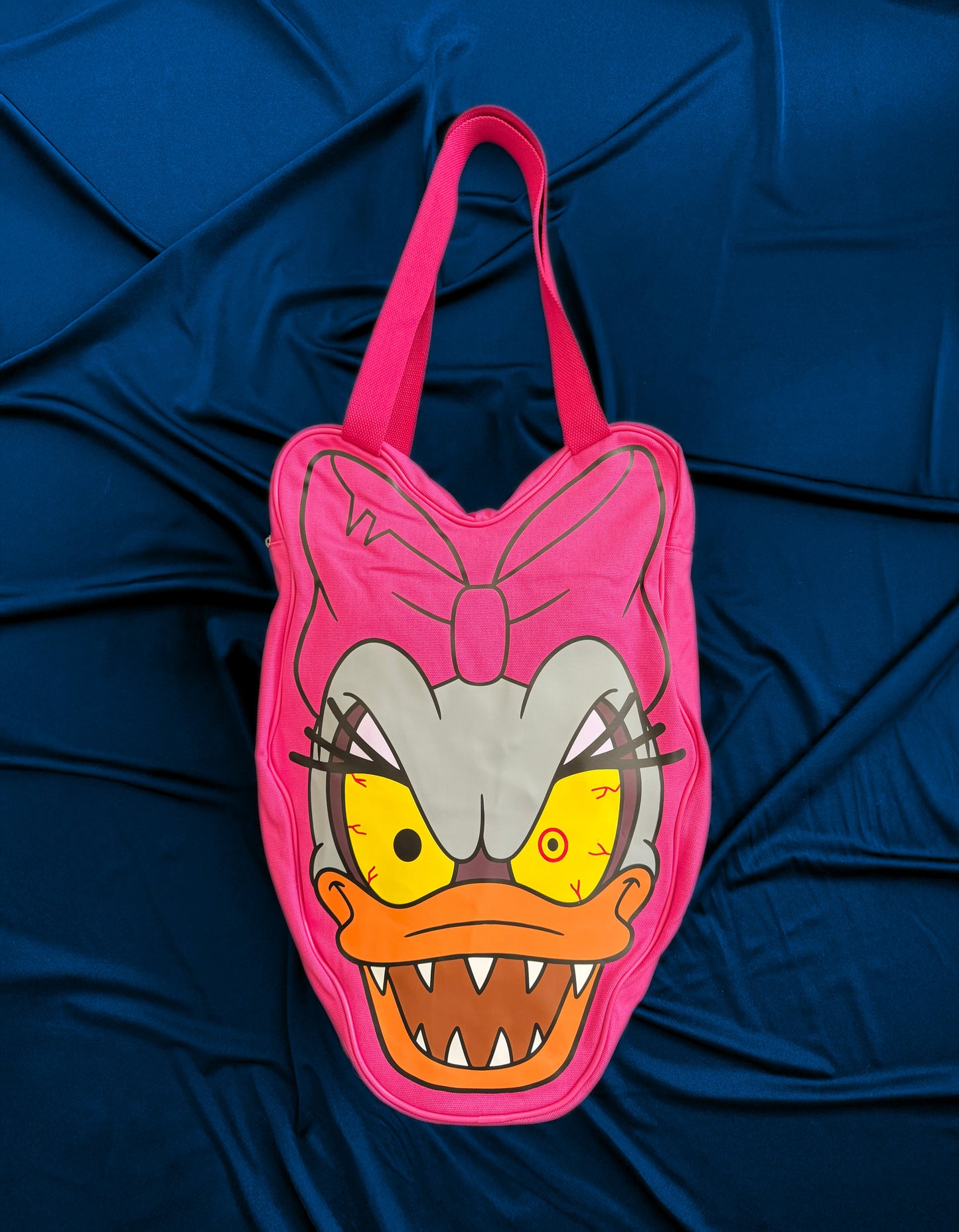 Magically Horrific™ Crashed Out Pretty In Pink Duck Big Face Zip Tote Bag