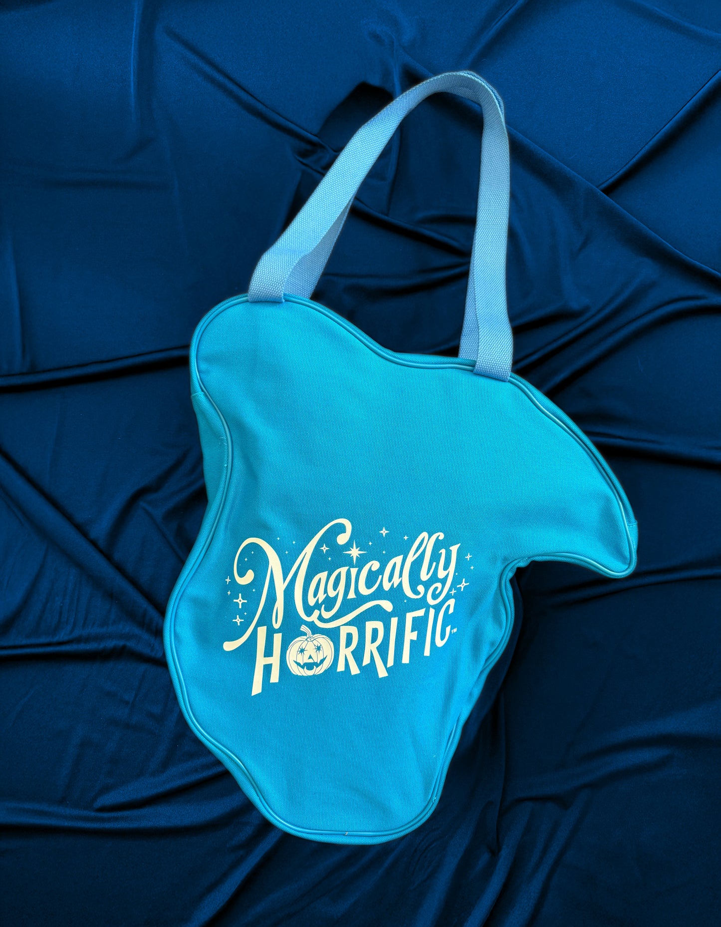 Magically Horrific™ Crashed Out Blue Duck Big Face Zip Tote Bag