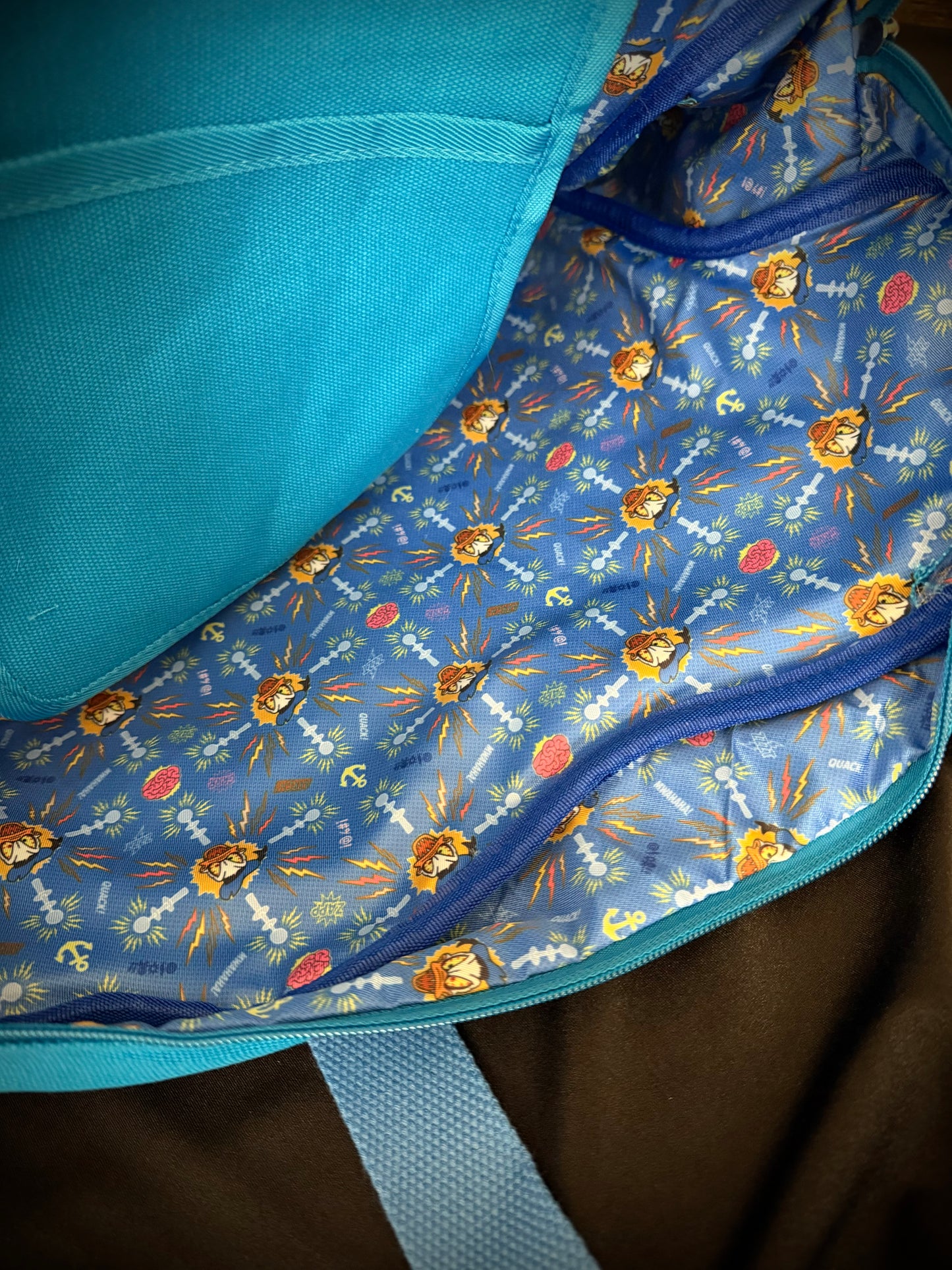 Magically Horrific™ Crashed Out Blue Duck Big Face Zip Tote Bag
